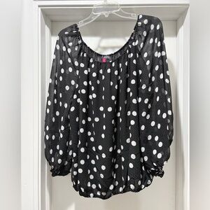 Vince Camuto Black and White Polka Dot Blouse